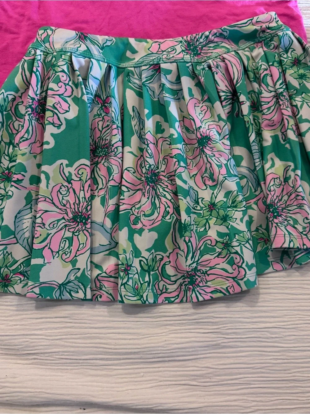 Lilly Pulitzer Pink Top with green & Pink Floral Skort Set